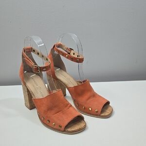 Chinese Laundry Orange and Tan Heels with Chunky Block Heel